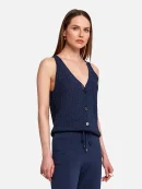 Braid Detailed Sleeveless Flow Top