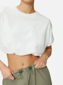 Elastic Waist Cotton Short T-shirt
